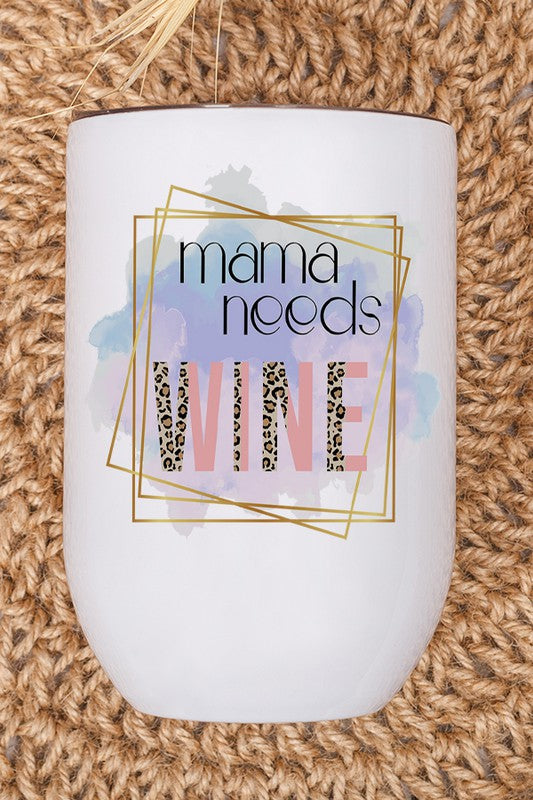 Cali Women's "Mama Needs Wine" Mother's Day-themed Leopard Wine Tumbler