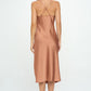 RENEE C. Romantic Stretch Silky Satin Bias Slip Dress with Slit