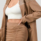 ATHINA Taupe PU Jacket & Skirt Set