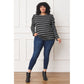EG FASHION Plus Shirred Puff Sleeve Stripe Top