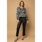 GILLI L/S Back Tie Peplum Floral Top