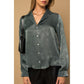GILLI L/S BUTTON DOWN SATIN BLOUSE