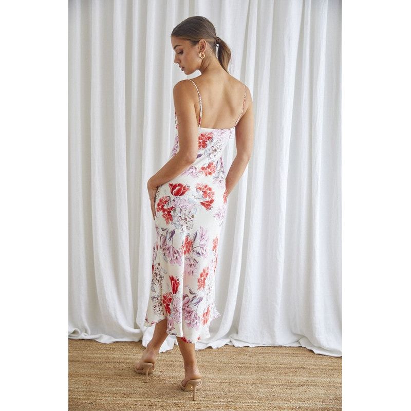 ONE & ONLY COLLECTIVE Floral Midi Cowl Neck Slip Dress