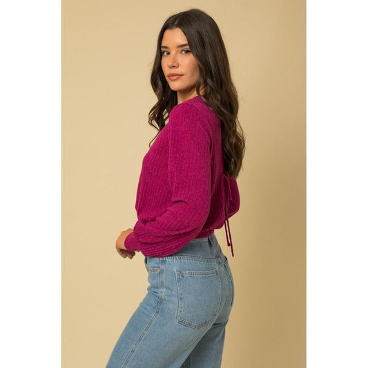 GILLI L/S BACK OPEN TIE TOP