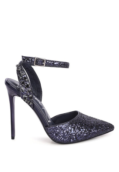 RAG & Co. Cloriss Embellished Glitter Stiletto Sandals