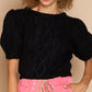 POL Chic Puff Sleeve Cable Knit Pullover Sweater
