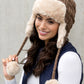 AILI'S CORNER Cable Weave Pom Trapper Hat