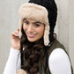 AILI'S CORNER Cable Weave Pom Trapper Hat