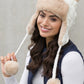 AILI'S CORNER Cable Weave Pom Trapper Hat