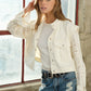 BLUE B Twill Crop Denim Jacket with Crochet Sleeves