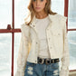 BLUE B Twill Crop Denim Jacket with Crochet Sleeves