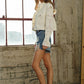 BLUE B Twill Crop Denim Jacket with Crochet Sleeves