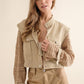 BLUE B Twill Crop Denim Jacket with Crochet Sleeves