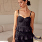DO + BE COLLECTION Tiered Lace Knitted Mini Cocktail Dress