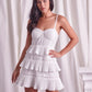 DO + BE COLLECTION Tiered Lace Knitted Mini Cocktail Dress