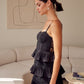 DO + BE COLLECTION Tiered Lace Knitted Mini Cocktail Dress