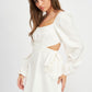 LONG SLEEVE TIE WAIST MINI DRESS