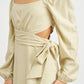 LONG SLEEVE TIE WAIST MINI DRESS