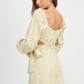 LONG SLEEVE TIE WAIST MINI DRESS