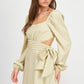 LONG SLEEVE TIE WAIST MINI DRESS