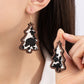 wood Christmas tree earrings with leather inlay