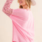 BLUE B Star Printed Shoulder Sequin SLV Top