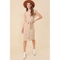 LUMIERE V Neck Sleeveless Knee Length Dress with Waist Tie