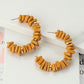 WOOD CHIP C SHAPE HOOP EARRINGS