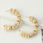 WOOD CHIP C SHAPE HOOP EARRINGS