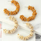 WOOD CHIP C SHAPE HOOP EARRINGS