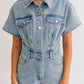 LE LIS Junior Short Sleeve Denim Romper