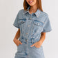 LE LIS Junior Short Sleeve Denim Romper