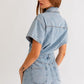 LE LIS Junior Short Sleeve Denim Romper