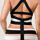 ATHINA Brown Multi-Stripe Bandage Cocktail Dress