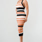 ATHINA Brown Multi-Stripe Bandage Cocktail Dress