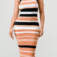 ATHINA Brown Multi-Stripe Bandage Cocktail Dress