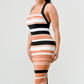 ATHINA Brown Multi-Stripe Bandage Cocktail Dress