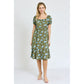 EG FASHION Floral Square Neck Puff Sleeve Boho Dress