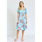 EG FASHION Floral Square Neck Puff Sleeve Boho Dress