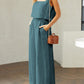 Stylish 2 Piece Square Neck Top and Wide Leg Pants Set
