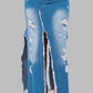 CLAUDE Full Run Split Denim Skirt