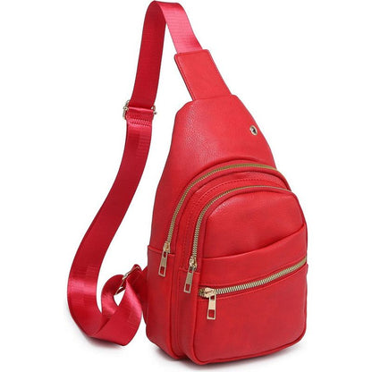FASHION WORLD Faux Leather Sling Backpack