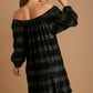 UMGEE Women's Black Off-Shoulder Balloon Sleeve Velvet Mini Dress