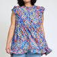 EG FASHION Ruffle Floral Leaf Woven Tunic Top- Up to 3XL