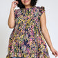 EG FASHION Ruffle Floral Leaf Woven Tunic Top- Up to 3XL