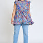 EG FASHION Ruffle Floral Leaf Woven Tunic Top- Up to 3XL
