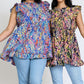 EG FASHION Ruffle Floral Leaf Woven Tunic Top- Up to 3XL