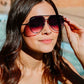 JULIA ROSE Black Gradient Unisex Aviator Sunglasses