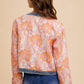 Annie Wear Women's Coral Combo Floral Jacquard Denim Contrast Jacket