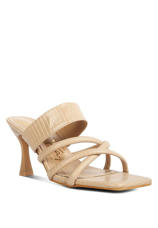 RAG & Co. - CHIRI Criss Cross Strap Spool Heel Sandals
